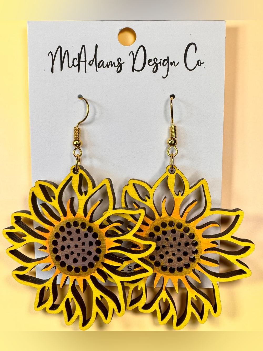 McAdams Design Co. Wood Sunflower Statement Earrings